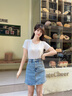 Calvin KleinJeans25春夏新款女士潮流復(fù)古ck性感辣妹淺藍(lán)色牛仔短裙47B738G W99-牛仔淺藍(lán) XXS 25 曬單實(shí)拍圖