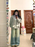 浪莎牛仔褲女2025新款水洗漸變破洞闊腿褲女美式復古寬松垂感拖地褲 曬單實拍圖