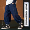 ASK JUNIOR兒童男童褲子秋季保暖錐形褲男大童運(yùn)動(dòng)牛仔長(zhǎng)褲 牛仔藍(lán) 140  曬單實(shí)拍圖
