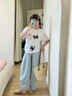 ELLIE & LUKE孕婦褲子2025新款夏季薄款外穿小個(gè)子直筒休閑運動(dòng)褲山本闊腿褲子 霧藍色 XL 曬單實(shí)拍圖