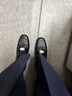 香彌萱秋新款粗跟單鞋女方頭中跟壓花牛皮女鞋一腳蹬時尚百搭舒適小皮鞋 黑色 41 定制不退換5天發(fā)貨 曬單實拍圖