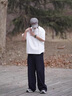 冊裁（CECAI）原創(chuàng  )美式復古雙拉鏈設計短袖男高街休閑百搭T恤上衣 白色 M 曬單實(shí)拍圖