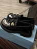 桂岐小皮鞋新款春秋小金幣英倫風(fēng)單鞋女厚底樂(lè )福鞋黑色工作鞋懶人粗跟 亮黑 38 曬單實(shí)拍圖