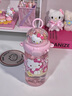 Hello Kitty兒童水杯塑料杯子耐高溫Tritan材質(zhì)寶寶吸管杯小學(xué)生夏季便攜水壺 kitty閃閃杯（禮盒裝）650ml 曬單實(shí)拍圖