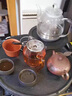 艾瑩嘉 圓形石頭茶盤(pán)天然烏金石茶臺家用簡(jiǎn)約小號石材茶海老板辦公室排水式創(chuàng  )意茶托 福運45*45*3cm 曬單實(shí)拍圖