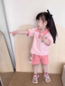 G.duck小黃鴨童裝女童運動(dòng)套裝夏季2025新款兒童短袖短褲庫洛米寶寶衣服 粉色 120 (建議105-115cm 4-5.2周歲) 曬單實(shí)拍圖