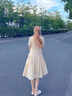 JRET2025新款v領(lǐng)杏色小個子連衣裙女夏茶歇法式顯瘦氣質(zhì)海邊度假長裙 【裙子】 L 55/60kg 曬單實(shí)拍圖