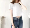 嫻柔白色圓領(lǐng)短袖t恤女寬松2025年夏季新款短款高腰露臍打底上衣女裝 白色 L 100-110斤 曬單實(shí)拍圖