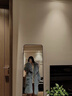 Jret設(shè)計感短裙女夏季新款收腰顯瘦少女風(fēng)V領(lǐng)喇叭袖不規(guī)則純欲連衣裙 杏色【短裙】 L 【110-120斤】 曬單實拍圖