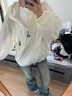 萬(wàn)欣兒韓版薄款連帽長(cháng)袖防曬服女夏季寬松別致原宿風(fēng)學(xué)院休閑百搭上衣潮 白色 M 建議90-105斤 曬單實(shí)拍圖