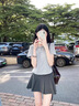 妙奕嘉短袖t恤女夏季新款2025潮流洋氣正肩上衣高級(jí)感遮肚子設(shè)計(jì)感小眾 灰色蕾絲領(lǐng)口邊圓領(lǐng)短袖 L 【建議90-115斤】 曬單實(shí)拍圖