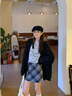 哈魯迪夏季裙子女半身裙短裙包臀裙高中腰a字洋氣小個(gè)子高級感2025新款 藍灰色格紋短裙 M 【90-110斤】 曬單實(shí)拍圖
