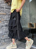 BJHG不計(jì)后果運(yùn)動(dòng)休閑褲女款夏季2025新款光澤美式闊腿寬松傘兵七分褲 炭黑色 M 曬單實(shí)拍圖