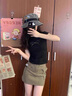 妙奕嘉黑色短袖t恤女夏季新款潮流正肩上衣女士高級(jí)感顯瘦洋氣高腰短t 黑色蝴蝶結(jié)燙鉆修身短袖 L 【建議105斤內(nèi)】 曬單實(shí)拍圖