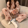 FOX.G珊瑚絨睡衣女士秋冬春秋家居服冬季加厚加絨睡褲2025法蘭絨月子服 咖色小熊法拉絨睡衣套裝 均碼 【約130斤以內(nèi)】 曬單實(shí)拍圖