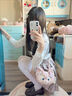 九寸陽光JK制服兩件套裝女百褶半身裙春夏日系甜美少女櫻奈學(xué)院風(fēng)校供感 灰粉色 （襯衫+半裙 送蝴蝶結(jié)） M (建議90—100斤） 曬單實拍圖