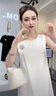 clotho Rennie品牌女裝法式連衣裙女2025夏季新款小個(gè)子氣質(zhì)優(yōu)雅遮肚子顯瘦裙子 白色 M 曬單實(shí)拍圖