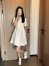 卡米高7cm內增高帆布鞋女2025夏季透氣新款運動休閑小白鞋時尚高幫板鞋 米白色內增高7cm 37 (235mm) 曬單實拍圖