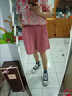 DAVEY MODE冰絲休閑西裝短褲女夏新款高腰寬松雪紡顯瘦薄款a字闊腿五分中褲 粉色 S :建議100斤以下 曬單實(shí)拍圖