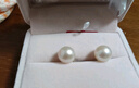滴水成珠南珠世家正圓淡水珍珠耳釘925銀耳飾銀芯硅膠耳堵情人節禮物 6.5-7.0mm粉紫色珍珠+925銀耳釘 曬單實(shí)拍圖
