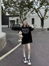 FDR官方店 美式運(yùn)動釘珠短袖t恤男女夏季重磅情侶裝寬松上衣體恤 黑色 M 曬單實(shí)拍圖