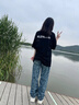 印花字母牛仔褲男2025春秋原創(chuàng)潮牌休閑褲子美式寬松直筒闊腿長褲 藍色 19008 XL 建議145-165斤 曬單實拍圖