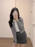 妍莉芬（yanlifen）春裝搭配一整套韓劇穿搭衣服氣質(zhì)小香風連衣裙兩件套裝女裙子春秋 內(nèi)搭+開衫+裙子 L 【105-115斤】 曬單實拍圖