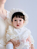 U&MUDI嬰兒帽子夏季蕾絲花邊公主外出嬰幼兒遮陽帽女寶寶宮廷帽春秋薄款 米色(小花系帶宮廷帽) 0-6個月(40-44CM) x 均碼 曬單實拍圖
