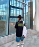 404MOBGANG重工藤蔓花卉刺繡短袖T恤男美式潮牌冰感防曬復古情侶體恤t 黑色 2XL 曬單實(shí)拍圖