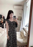 乖甜星茶歇法式赫本風黑色碎花連衣裙子女夏季2025新款氣質收腰長裙 黑色小飛袖碎花連衣裙 L 55/60kg 曬單實拍圖