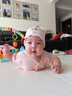 圖涂丫嬰兒帽子春秋款新生兒胎帽0-6個(gè)月女寶寶護鹵門(mén)帽初生幼兒公主帽 小草莓-嬰兒粉 S碼：帽圍32-40cm，建議0-3個(gè)月 曬單實(shí)拍圖