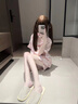 另約冰絲睡衣女款夏季涼感短袖短褲2025新款日系可愛(ài)小兔子家居服套裝 50800 粉格兔子 XL 曬單實(shí)拍圖
