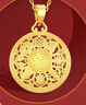 中國黃金（CHINA GOLD）黃金吊墜足金八寶羅盤福字金吊墜可編制黑繩 送女友七夕禮物 八寶羅盤蓮花款/約1.56g 曬單實(shí)拍圖