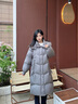 香影白鴨絨立領(lǐng)連帽過(guò)膝長(cháng)款羽絨服2025冬新款加厚保暖時(shí)尚外套 灰色 S 曬單實(shí)拍圖
