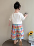 mlgt kids童裝女童夏裝套裝夏季新款洋氣兒童衣服女孩寶寶短袖兩件套 可愛魚短袖T恤+多巴胺彩色格子褲 110 曬單實(shí)拍圖
