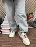 AJBR輕奢潮牌 男鞋夏季新款透氣百搭休閑運(yùn)動鞋男士厚底增高老爹鞋男 米棕【四季皮面款】 42 曬單實(shí)拍圖