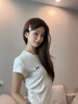 衣然呈品蝴蝶結(jié)正肩圓領(lǐng)短袖T恤女夏季新款褶皺收腰修身短款小飛袖上衣女 白色 M 【建議90-110斤】 曬單實(shí)拍圖