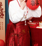 QBILY 項(xiàng)鏈女 古風(fēng)國(guó)潮正紅背云長(zhǎng)瓔珞漢服項(xiàng)鏈復(fù)古珍珠頸飾馬面裙配飾 長(zhǎng)命鎖紅珠鏈瓔珞背云一套 曬單實(shí)拍圖