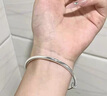 純銀光圈手鐲女999.9足銀推拉時(shí)尚實(shí)心學(xué)生鐲子送女友閨蜜生日 圓棍光面推拉手鐲-15g 曬單實(shí)拍圖