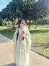 漢虞葵原創(chuàng)漢服女【清菏】齊胸襦裙日?？钪袊L新款漢元素春夏 【清荷綠】上衣+裙子+披帛+肩花 L 曬單實拍圖