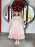 芭米諾女童漢服連衣裙兒童裝公主裙夏季2024新款古裝小女孩夏裝古風(fēng)裙子 HC012粉色短袖 160cm 曬單實(shí)拍圖