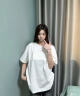 ICH MODE260G圓領重磅白色短袖t恤女2025新款夏質感寬松美式上衣男 白色 尺碼偏大 M 曬單實拍圖