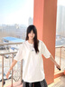 邁特優(yōu)夏季防曬涼感美式重磅短袖T恤男2025新款寬松半袖打底休閑上衣服 米白 XL 曬單實(shí)拍圖