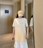 COVERNAT夏季新款男士T恤 舒適百搭漸變色純棉短袖 休閑寬松男女同款 米色 M 曬單實(shí)拍圖