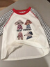 圖圖小象女童長(cháng)袖T恤2026春裝新款100%棉插肩袖打底衫兒童童裝卡通上衣 黑白條紋 130 身高約130cm 曬單實(shí)拍圖