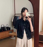 莫代爾復(fù)古翻領(lǐng)牛仔襯衫外套女短款夏季薄款2025新款韓版小個子上衣短袖 深藍(lán)色 【高品質(zhì)】 M 曬單實拍圖