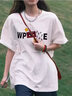 衣品元白色純棉重磅短袖t恤女夏季寬松小個(gè)子美式復古設計感半袖上衣服 白色 L 白色（100-120斤） 曬單實(shí)拍圖