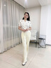 獨(dú)束大碼女裝鏤空提花刺繡針織衫女2025夏裝新款經(jīng)典V領(lǐng)針織小衫 云朵白 L （尺碼：2） 曬單實(shí)拍圖