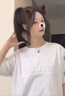 FSHE2025新款春夏短袖T恤女棉圓領(lǐng)中長(cháng)款卡通字母韓版寬松顯瘦上衣女 白色 L 建議110-120斤 曬單實(shí)拍圖