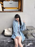 FSHE2025韓系甜美溫柔藍色條紋襯衣女春秋季外穿百搭寬松顯瘦襯衫外套 98-2361#藍色條紋 L 【建議100-115斤穿】 曬單實拍圖